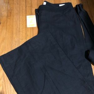 Ann Taylor Loft Linen bell bottom slacks with slash